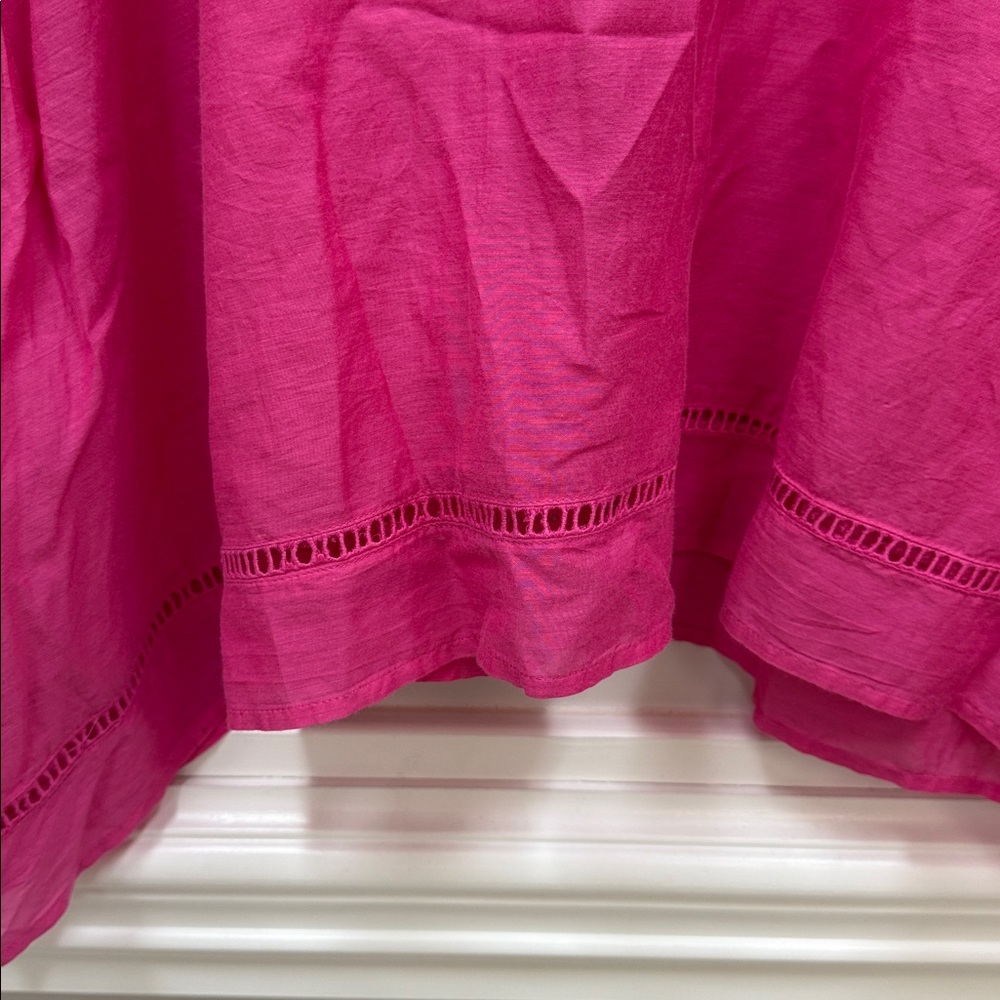 Talbots Fuchsia Caftan Tunic with Orange Floral Embroidery Sz Large! - Picture 7 of 7